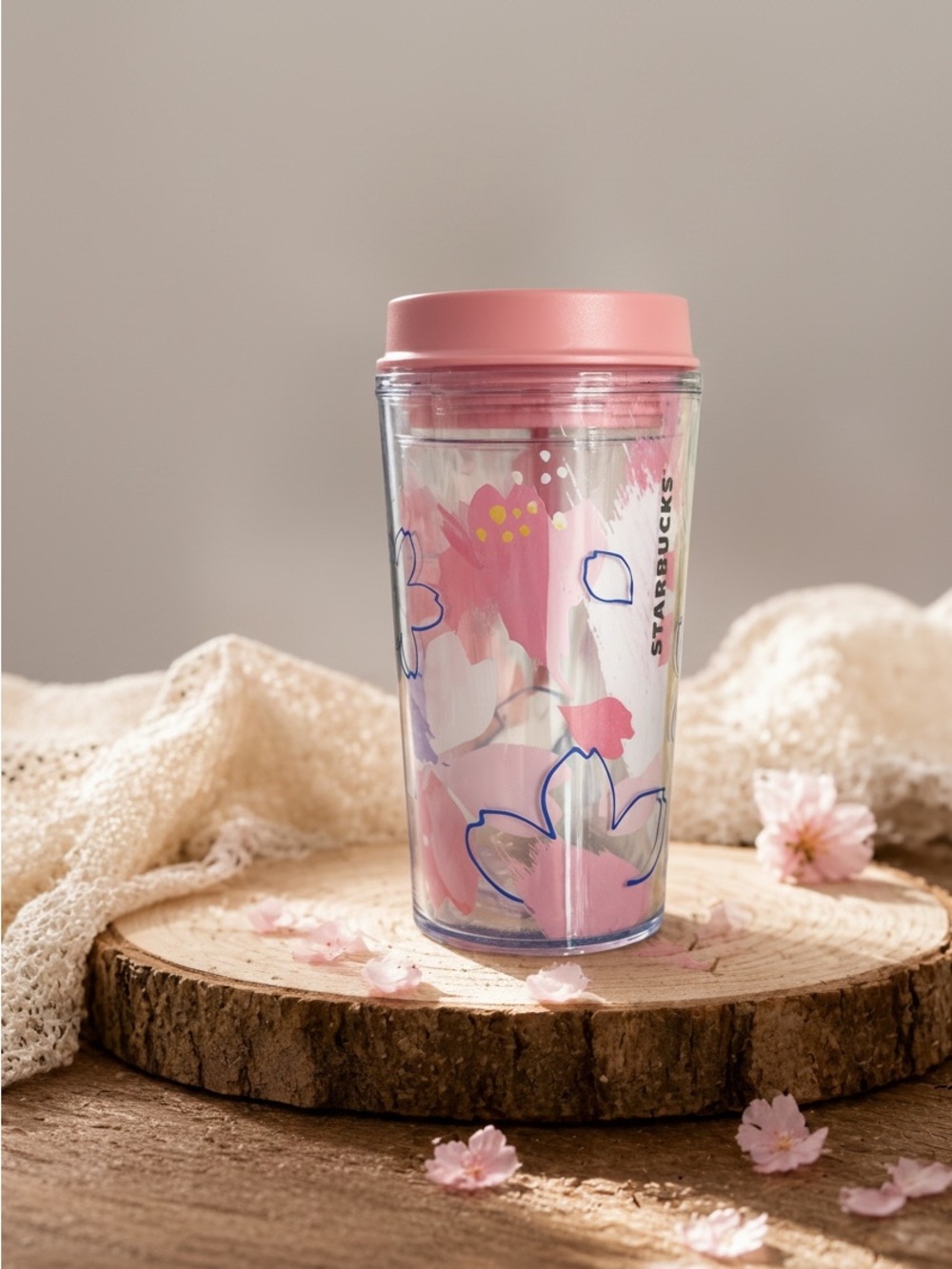 🌸 Starbucks Japan Sakura Cherry Blossom Tumbler NWOT Pink White Floral